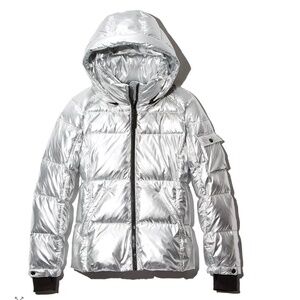 AQUA Metallic Hooded Puffer Jacket